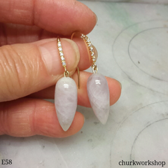Pale lavender jade ear hooks
