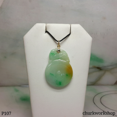 Multi color jade pendant with 14K bail