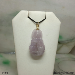 Lavender jade lady Buddha 14K