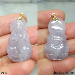 Lavender jade lady Buddha 14K