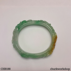 Multi-color jade carved bangle