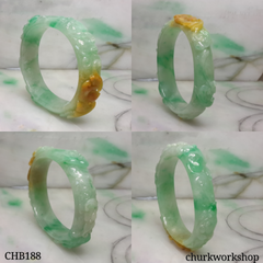 Multi-color jade carved bangle