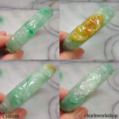 Multi-color jade carved bangle