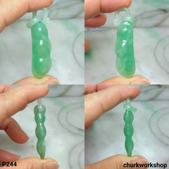 Jade bean pendant with bail connected