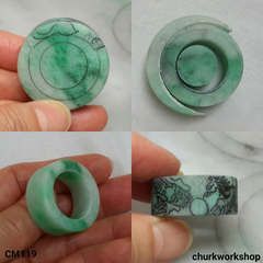 Light green dragon & phoenix jade ring