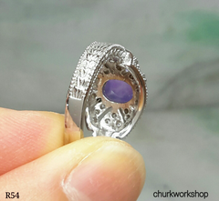 14k white gold diamond lavender jade ring