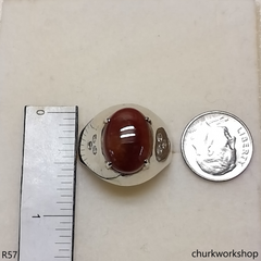 14k yellow gold red jade man's ring