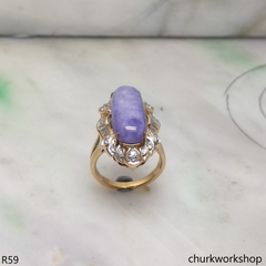 18k yellow gold diamond lavender jade ring