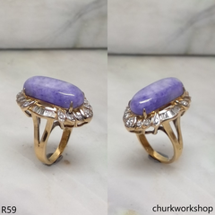 18k yellow gold diamond lavender jade ring