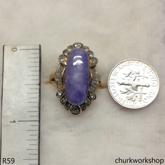18k yellow gold diamond lavender jade ring