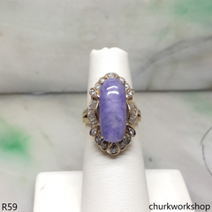 18k yellow gold diamond lavender jade ring