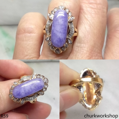 18k yellow gold diamond lavender jade ring