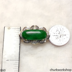 Green jade 14K diamond ring