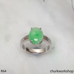 Light green jade ring 14K white gold