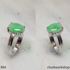 Light green jade ring 14K white gold
