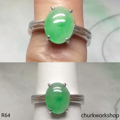 Light green jade ring 14K white gold