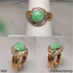 Heart jade 18K diamond ring