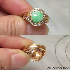 Heart jade 18K diamond ring