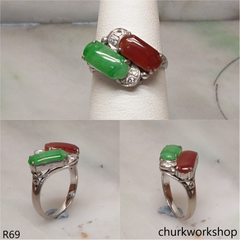 14k white gold jade ring