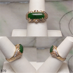 18k yellow gold diamond green jade ring