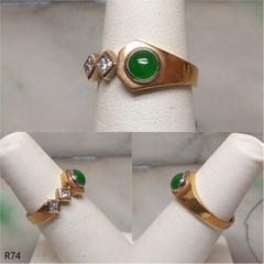18K yellow gold diamond apple green jade ring
