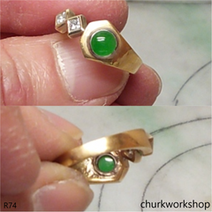 18K yellow gold diamond apple green jade ring