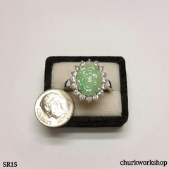 Flower jade ring