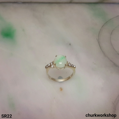 Oval jade silver ring