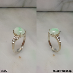 Oval jade silver ring