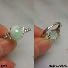 Oval jade silver ring