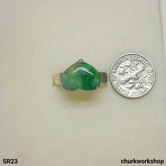 Green heart jade silver ring, heart jade ring