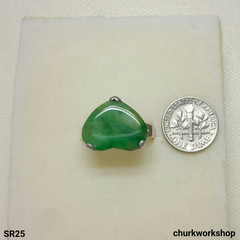 Green heart jade silver ring, heart jade ring