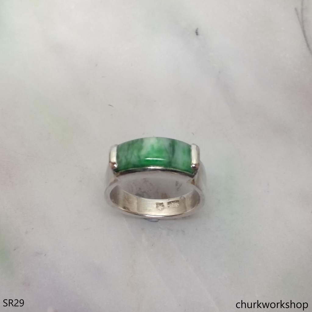 Silver jade ring
