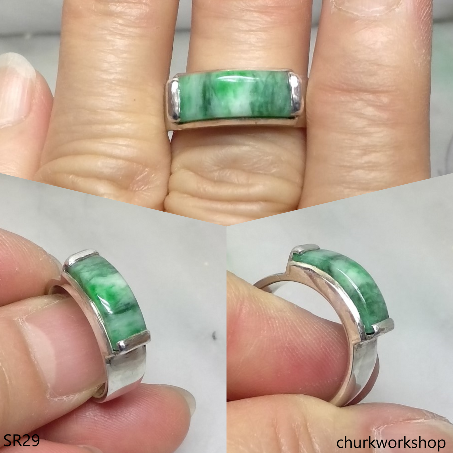 Silver jade ring