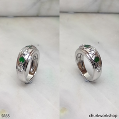 Small green jade & CZ band