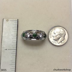 Small green jade & CZ band