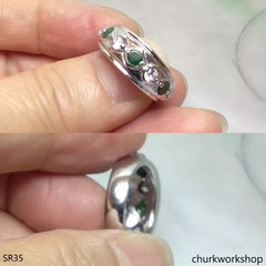 Small green jade & CZ band