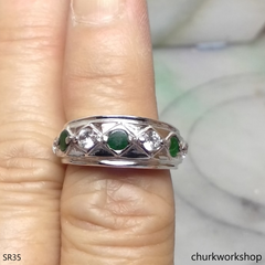 Small green jade & CZ band