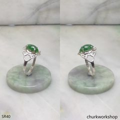 Bluish green marquise jade silver ring