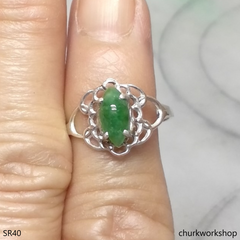 Bluish green marquise jade silver ring