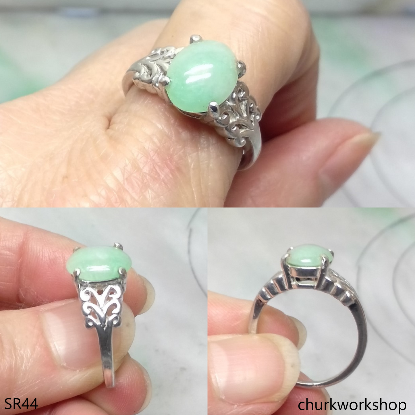 Light green jade ring