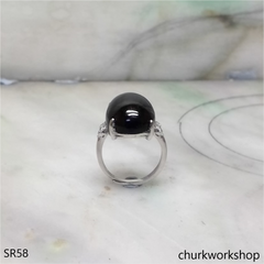 Black jade cabochon ring