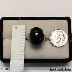 Black jade cabochon ring