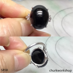 Black jade cabochon ring