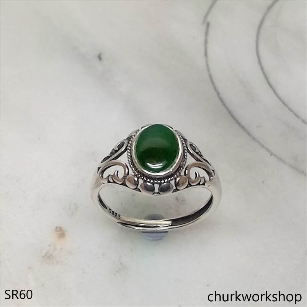 Dark green color jade ring