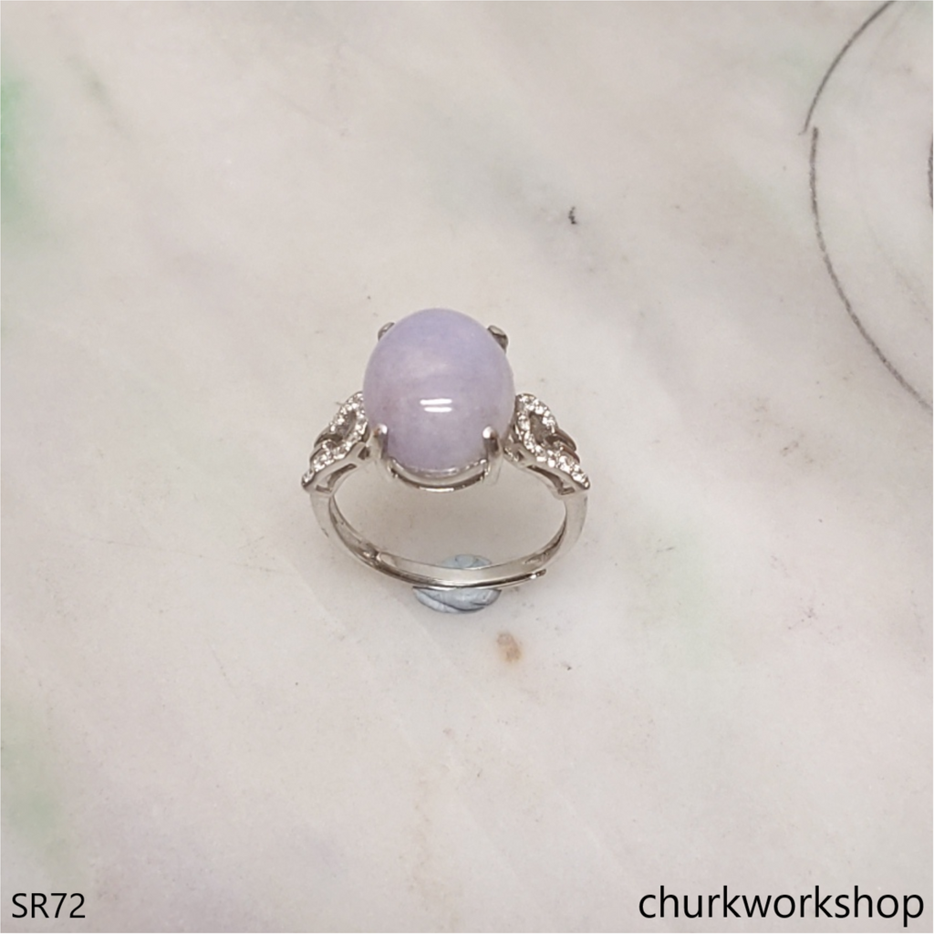 Lavender jade sterling silver ring