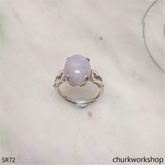 Lavender jade sterling silver ring