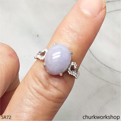 Lavender jade sterling silver ring