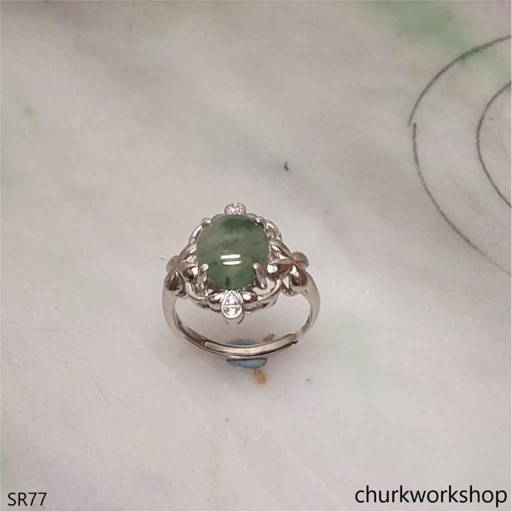 Bluish green jade ring