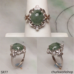 Bluish green jade ring